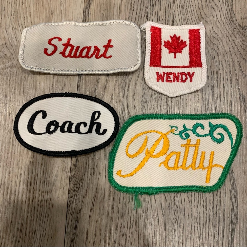 4 Vintage Embroidered Name Patches Badge Patch Retro Bowling Dinner 70’s